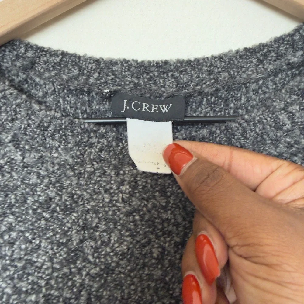 J. Crew Women Chunky Sweater Large Gray Grunge Crewneck‎ Granola Girl Cozy